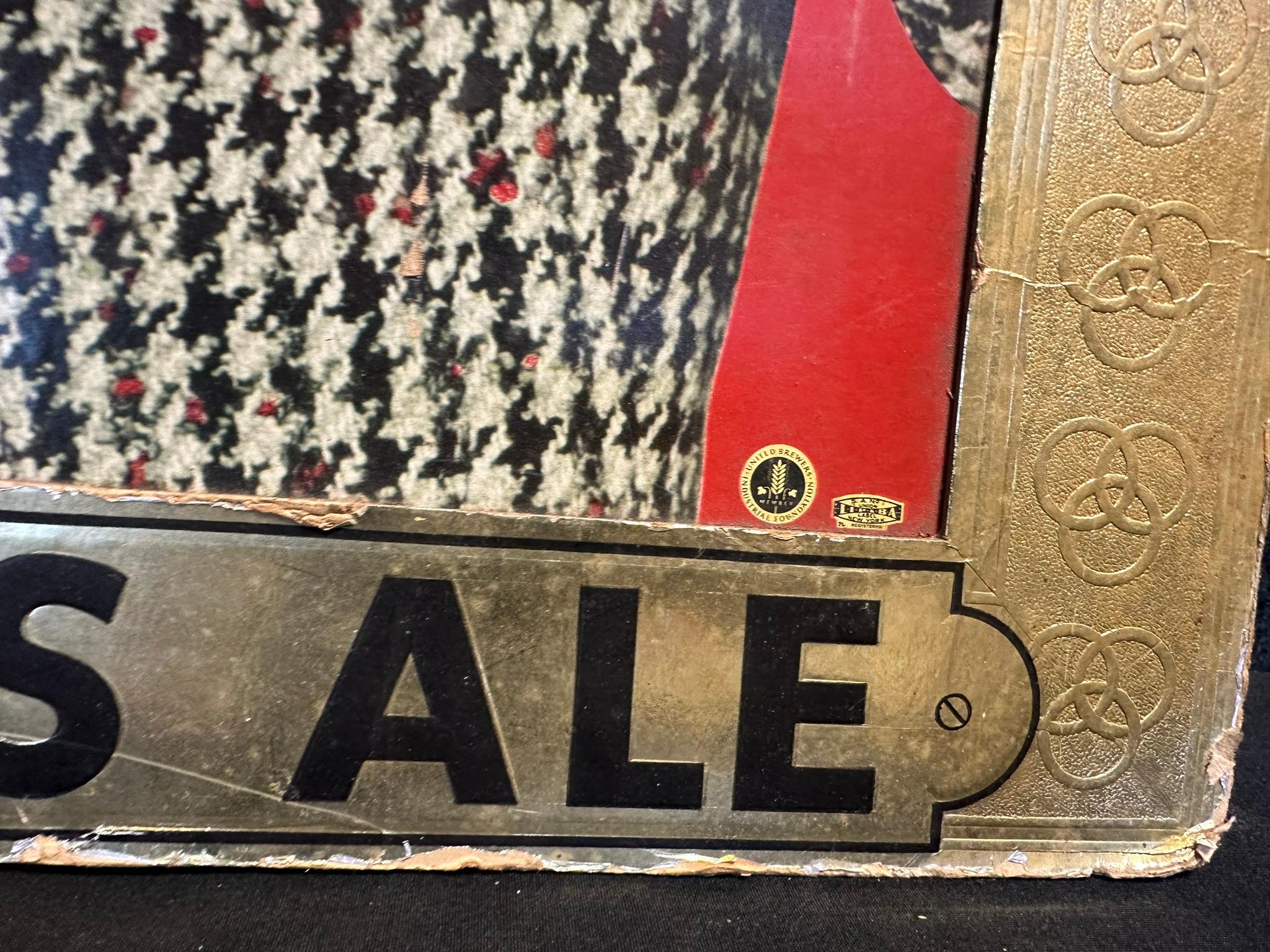 1930s Ballantine Ale Cardboard Advertising Beer Bar Sign