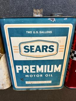Lot 3 Sears, Harvest King & Vita Power Western Auto 2 Gallon Motor Oil Cans