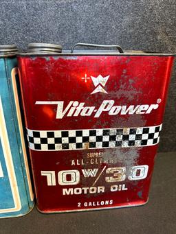 Lot 3 Sears, Harvest King & Vita Power Western Auto 2 Gallon Motor Oil Cans