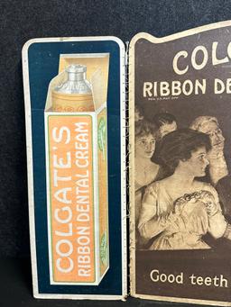 Colgate's Ribbon Dental Cream Ca. Early 19000s Cardboard Tri Fold General Store Advertising Sign