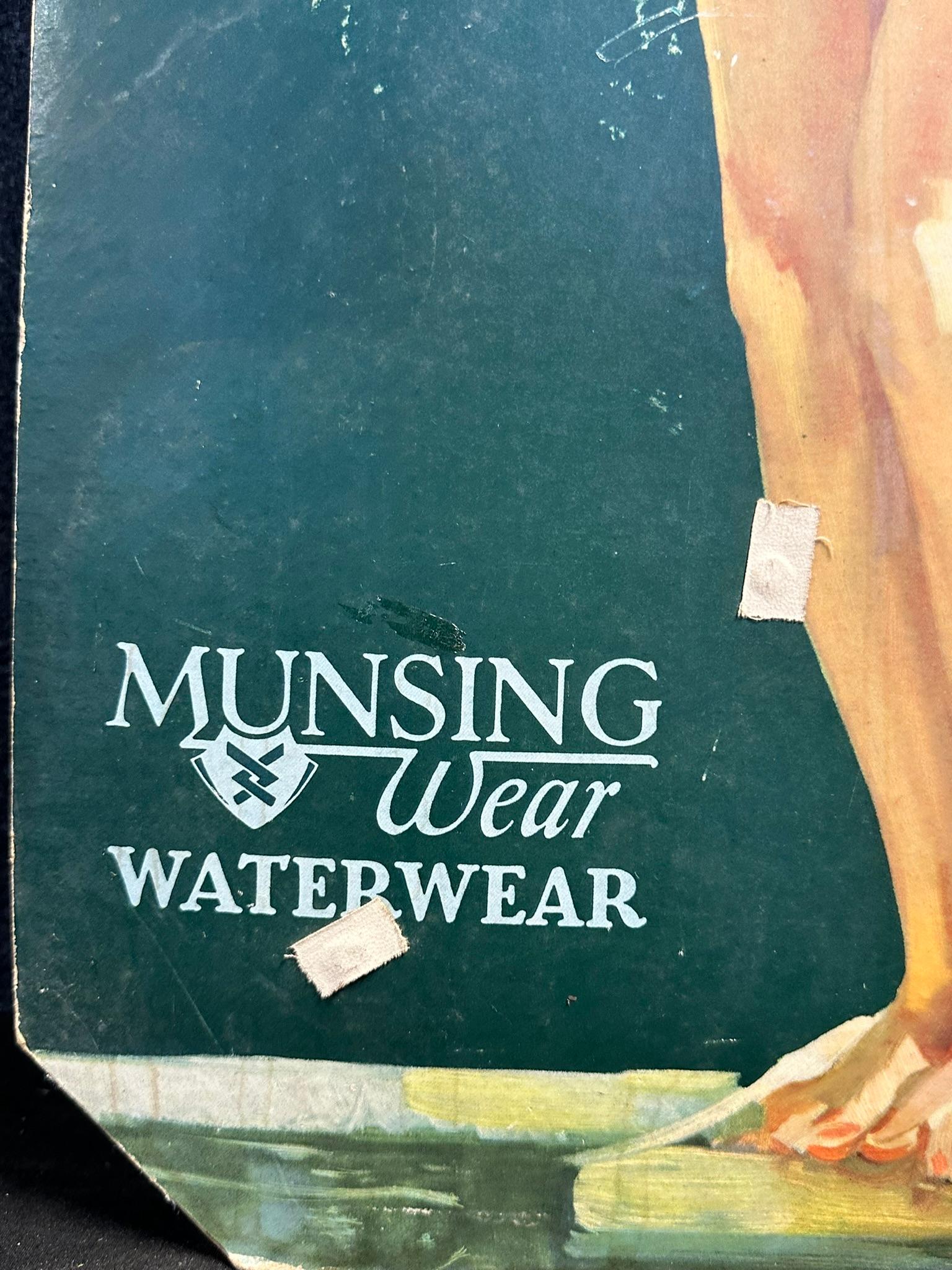 Early 1920s Munsingwear Waterwear Thick Card Stock Advertising General Store Sign