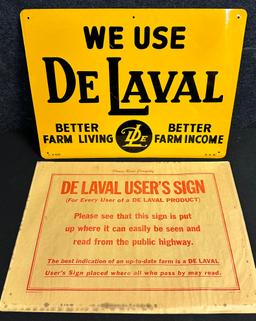 NOS 1920s We Use DeLaval Single Sided Tin Advertising Sign w/ Original Mailing Envelope