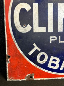 Climax Plugs Tobacco 1920s Single Sided Porelain General Store Advertising Sign
