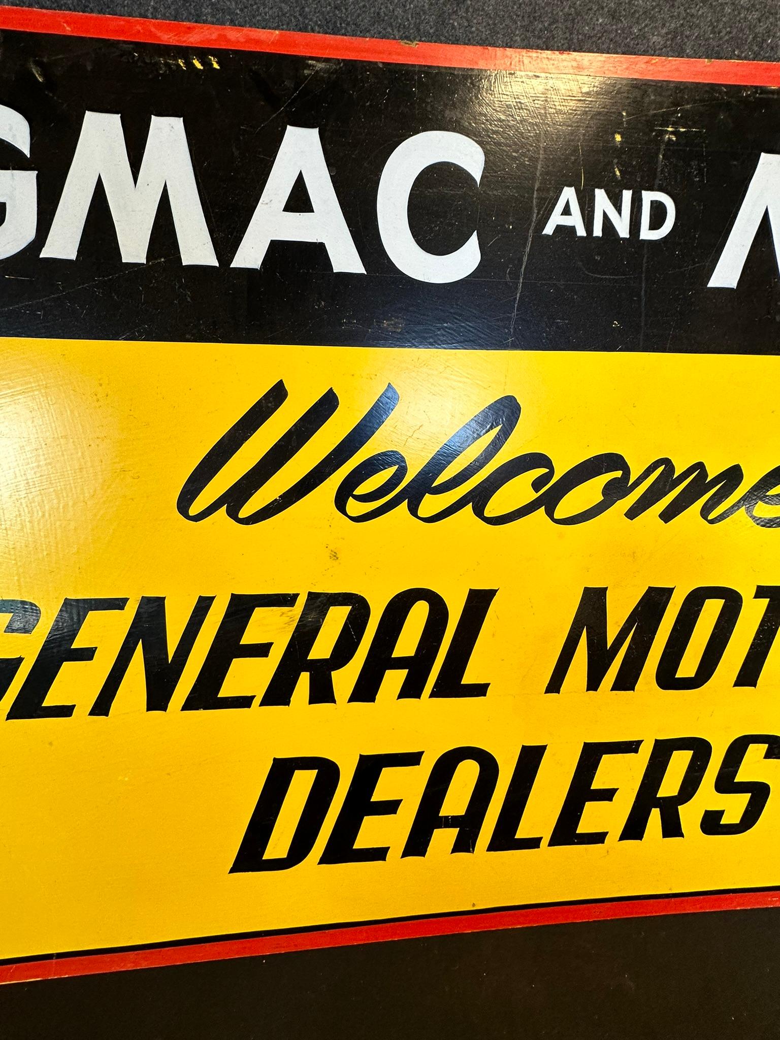 GMAC & MIC General Motors Dealers Advertising Masonite Sign Ca. 1960s