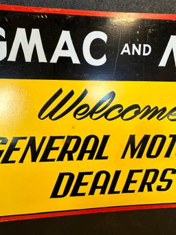 GMAC & MIC General Motors Dealers Advertising Masonite Sign Ca. 1960s