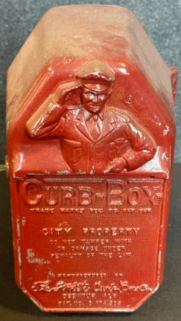 Early 1920s Cast Aluminum Embossed Curb-Box by White Curb Box Co