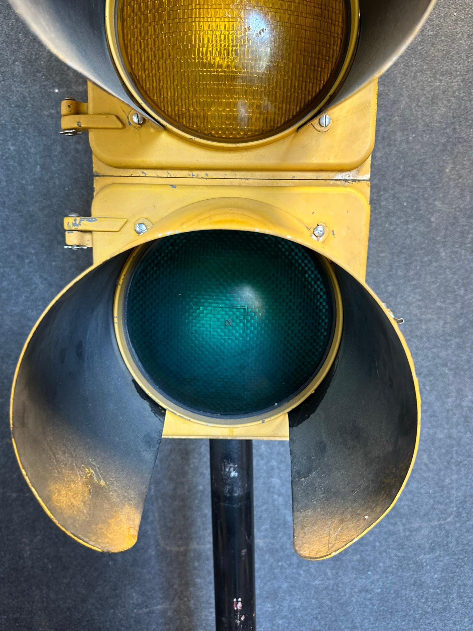 Original Traffic Light On 1920s-30s Cast Iron Brunswick Bowling Base