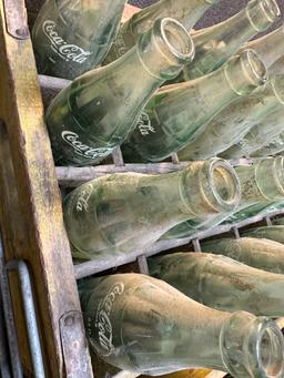 1960s Coca Cola Store Display Rack w/ 3 Wooden Cases & Bottles