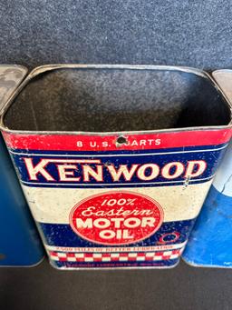 Lot 3 Original 50s 2 Gallon Motor Oil Cans Pure Guardian, Kenwood & Union 76