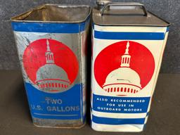 Pair White & Silver Medium & Light Medium 2 Gallon CAPITOL Motor Oil Cans