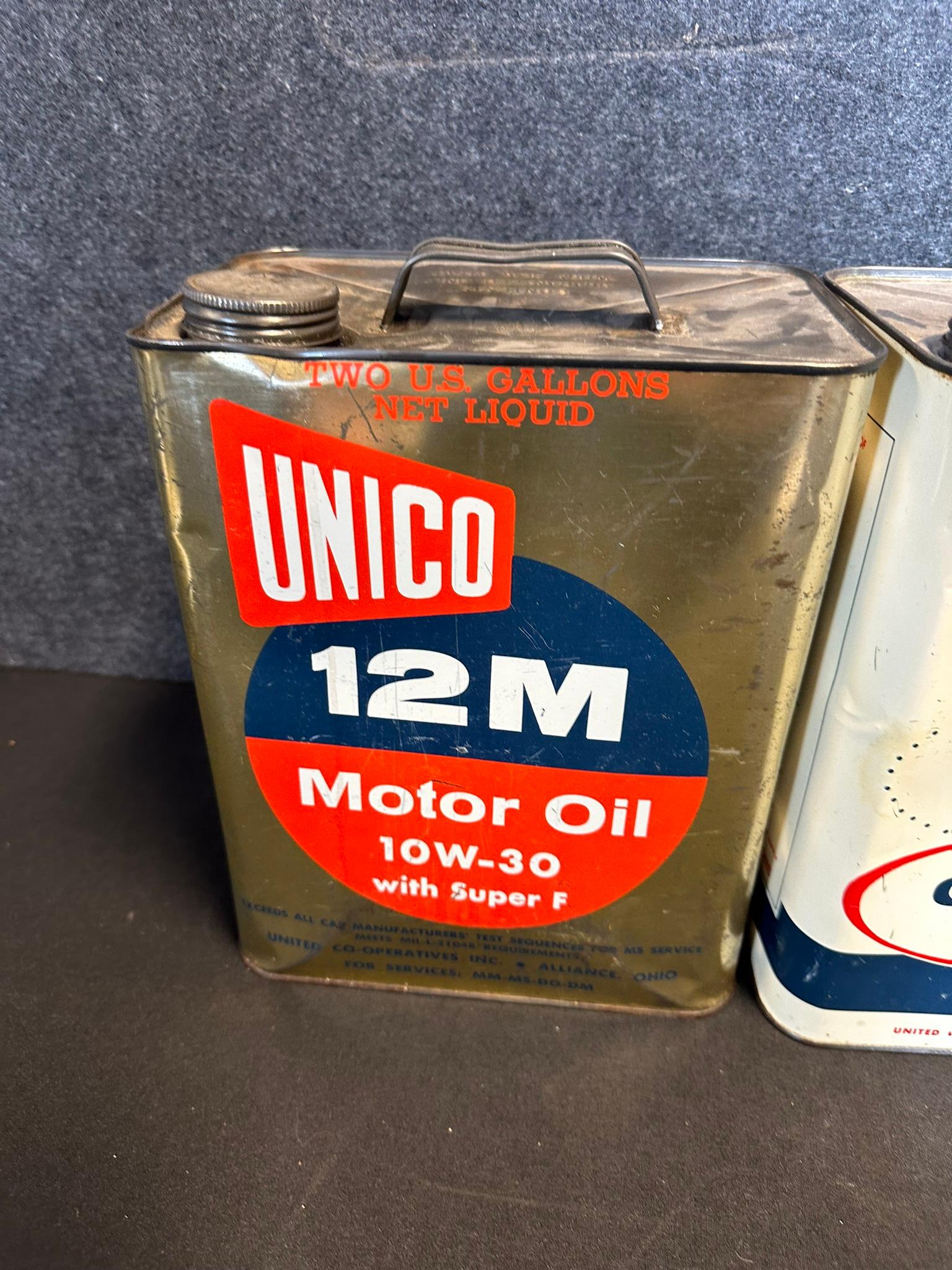 Lot 3 UNICO CO-OP 2 Gallon Motor Oil Cans