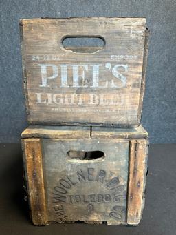 Pair Griesedieck Bros & Piels Light Beer Advertising Wooden Crates