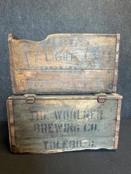 Pair Griesedieck Bros & Piels Light Beer Advertising Wooden Crates