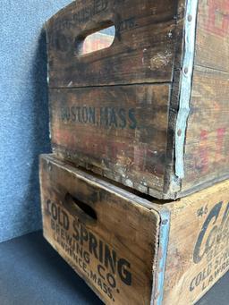 Boston Ale Beer & Cold Spring Beer Ales Brewing Co Wooden Shipping Crate Pair