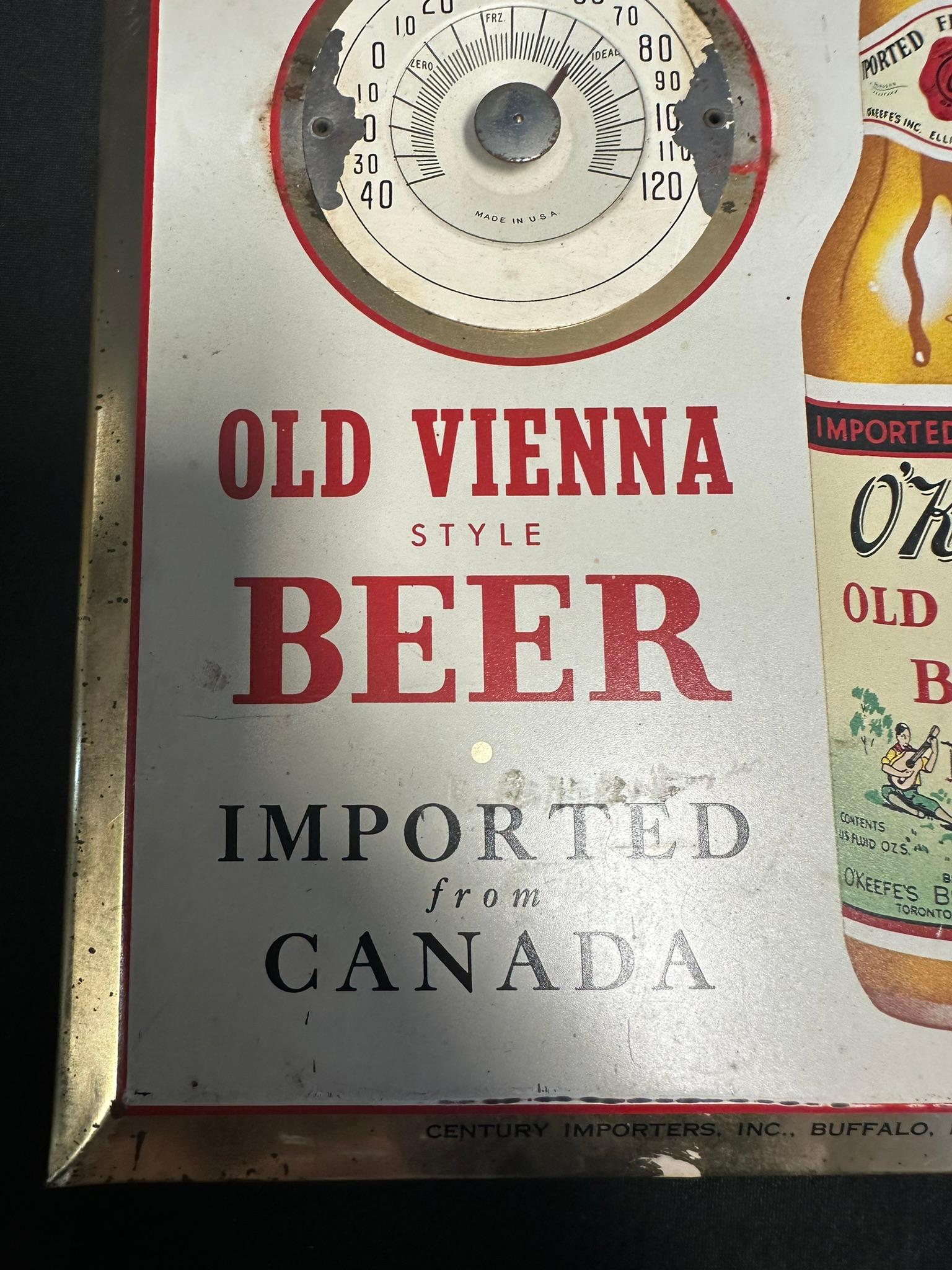 O'Keefe's Old Vienna Style Beer Tin Over Cardboard Advertising Sign