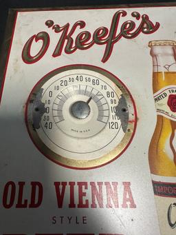 O'Keefe's Old Vienna Style Beer Tin Over Cardboard Advertising Sign