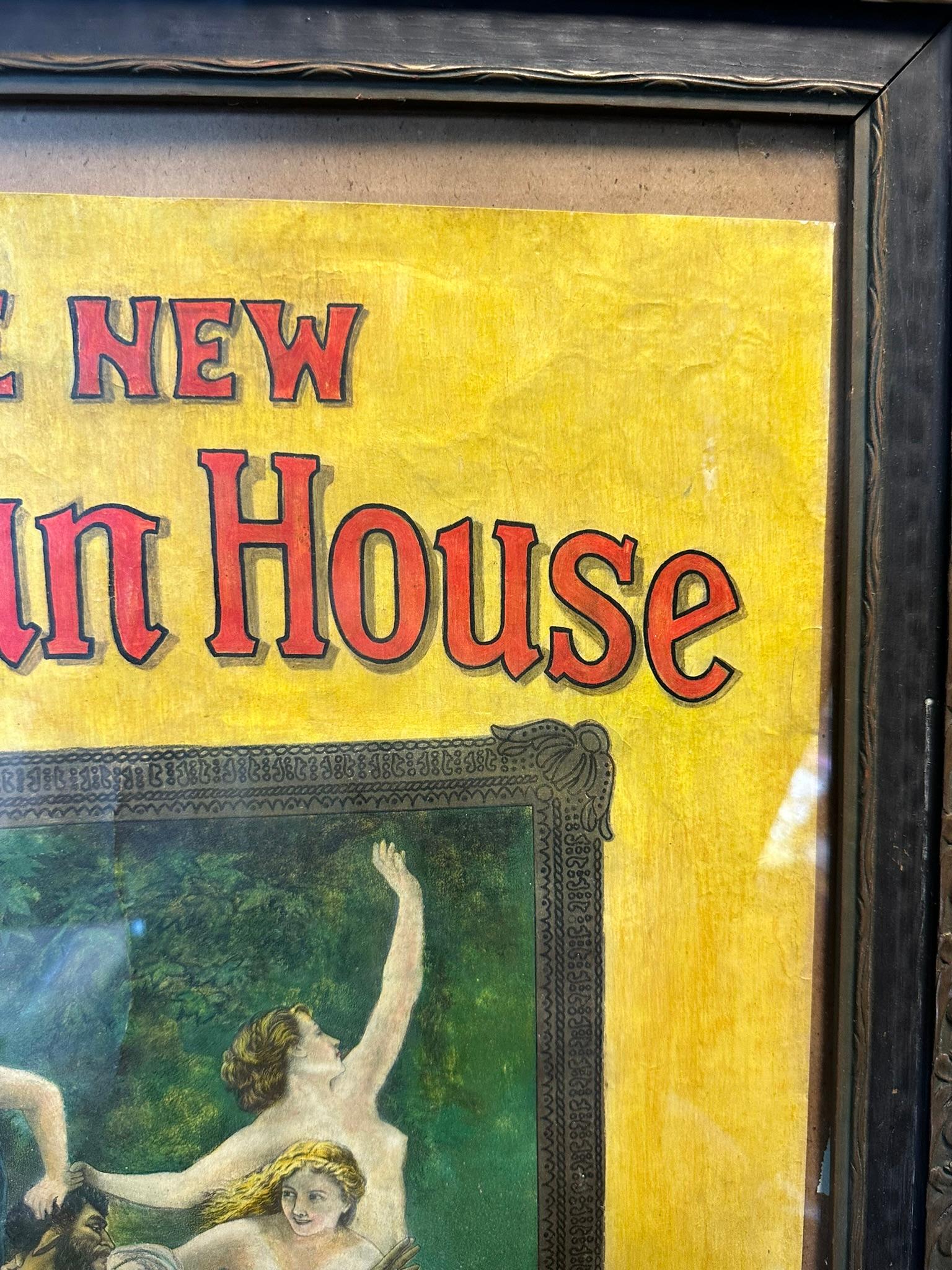 Early 1900s The New Hoffman House Cigar 5 Cents Paper Advertising Sign Framed