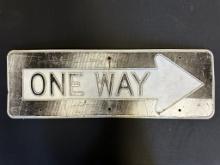 One Way Embossed Heavy Stamped Steel 1940s Street Sign