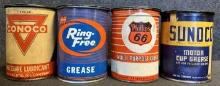 Lot 4 1LB Grease Cans: Conoco, MacMillan Ring Free, Phillips 66 & Sunoco