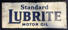 Standard Lubrite Motor Oil Single Sided Painted Metal Rack Topper Advertising Sign