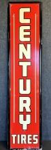 Century Tires Single Sided Painted Metal Self Framed 1940s Advertising Sign
