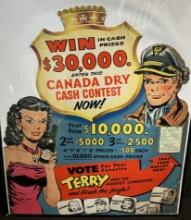 Canada Dry 1940s Cash Contest Terry And The Pirates Cardboard Easel Back Soda Pop Advertising Sign