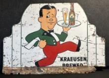 1930s Buckeye Beer Single Sided Painted Metal Advertising 5' Sign