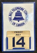 The Bell Telephone Of Canada Single Sided Porcelain Advertising Perpetual Calendar Sign Ca. 1920s