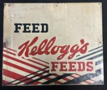 Feed Kellogss Feeds Tin Litho Metal Advertising 1920s-30s Sign