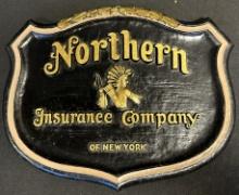 Northern Insurance Co. New York Advertising Chalkware Sign w/ Native American