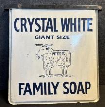 Crystal White PEET'S Family Soap Goat Hand Painted Advertising Folk Art Primtiive Drawer Sign