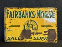 Fairbanks Morse 3' Sales & Service Tin Embossed Advertising Store Display Sign