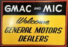 GMAC & MIC General Motors Dealers Advertising Masonite Sign Ca. 1960s