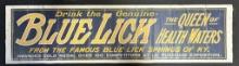 Blue Lick The Queen Of Health Waters Canvas Springs of Kentucky Advertising Banner Sign
