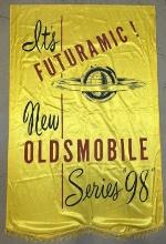 Its's Futuramic New Oldsmobile Series 98 Silk Advertising Dealership Banner Sign