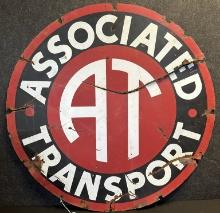 Associated Transport 4' Single Sided Porcelain Advertising Trucking Co Sign