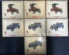 Lot 7 1950s Pfeiffer's Beer 4 1909 White Steam Car & 3 1909 Maxwell Celluloid Over Masonite Bar Sign