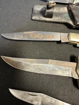 Lot 8 Collectible Knives: Geo Wostenholm IXL, Frost Surgical w/ Sheath, Silver Dollar & More