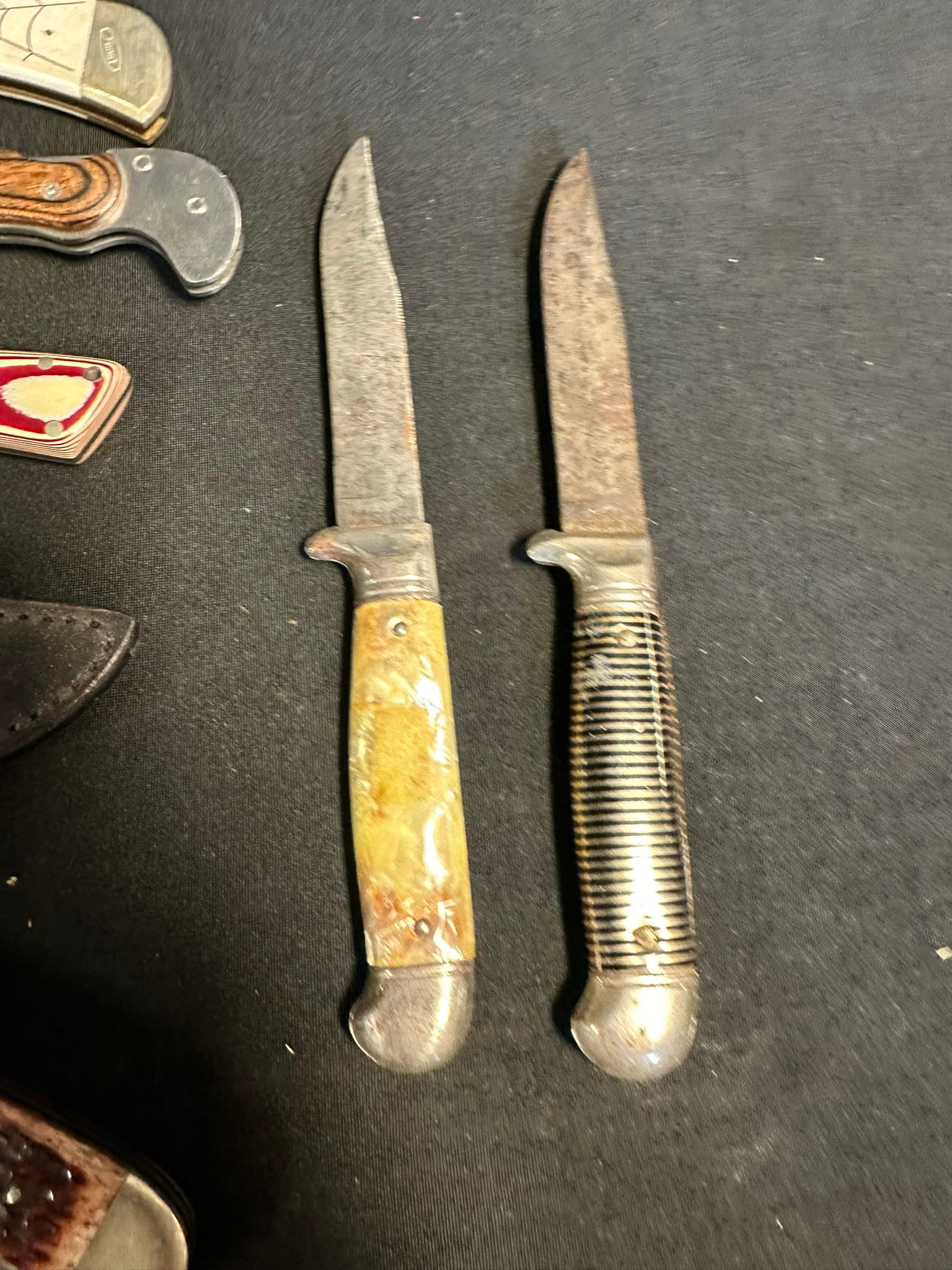 Lot 8 Collectible Knives: Geo Wostenholm IXL, Frost Surgical w/ Sheath, Silver Dollar & More