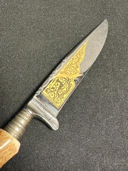 Lot 3 Stag Handle Hand Made Knives: Linder-Messer Solingen w/ Carved Deer Handle