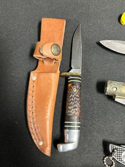 Lot 16 Vintage Collectible Knives: Mint Western 628 w/ Sheath, Nor-Mark & More