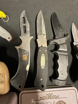 Lot 16 Vintage Collectible Knives: Mint Western 628 w/ Sheath, Nor-Mark & More