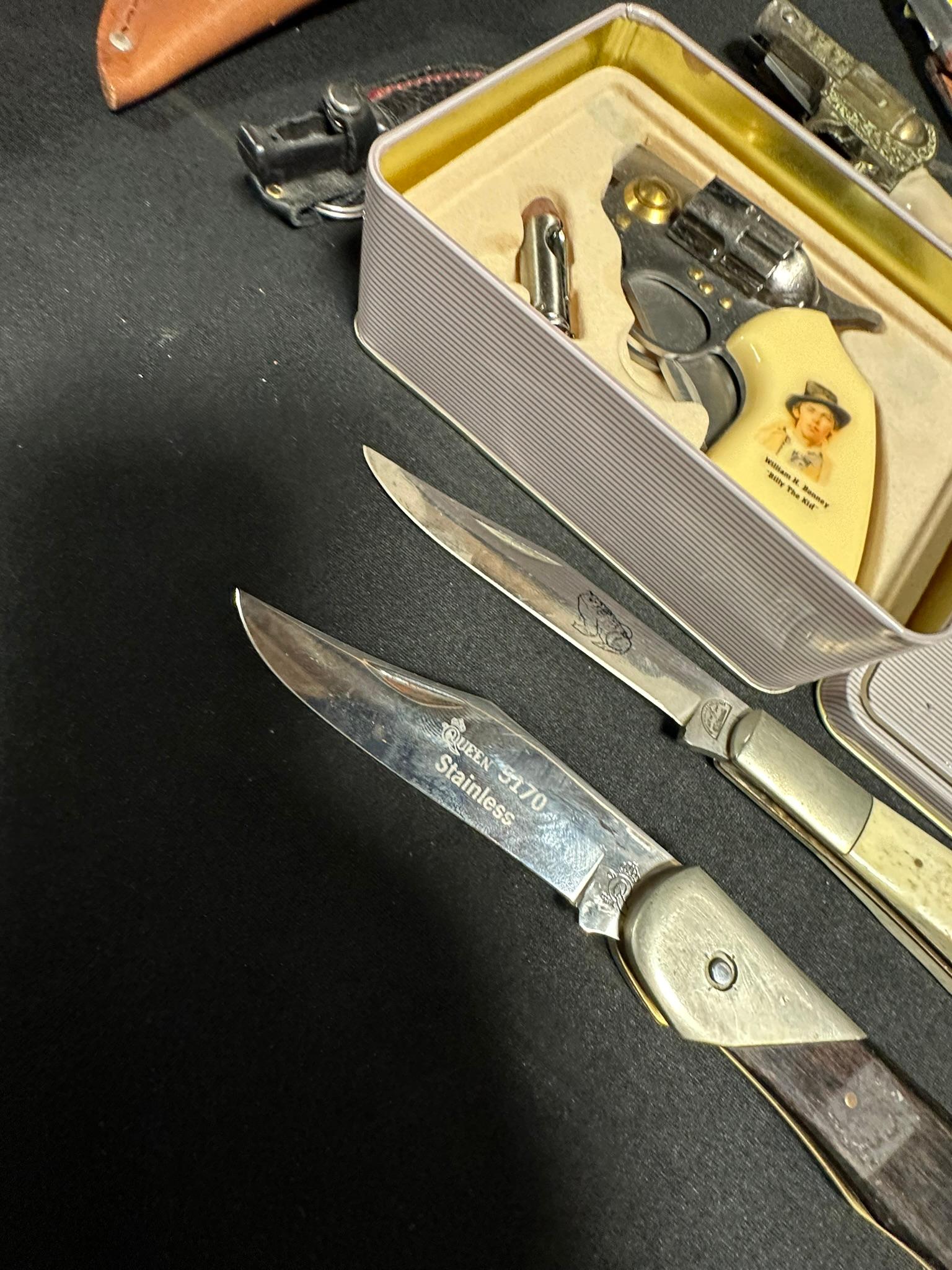 Lot 16 Vintage Collectible Knives: Mint Western 628 w/ Sheath, Nor-Mark & More
