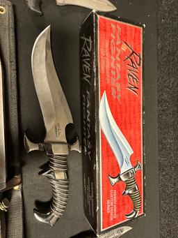 Lot 14 Collectibles Knives & Daggars: Hibben Knives Raven Fantasy Fighter, Dragon Slayer & More
