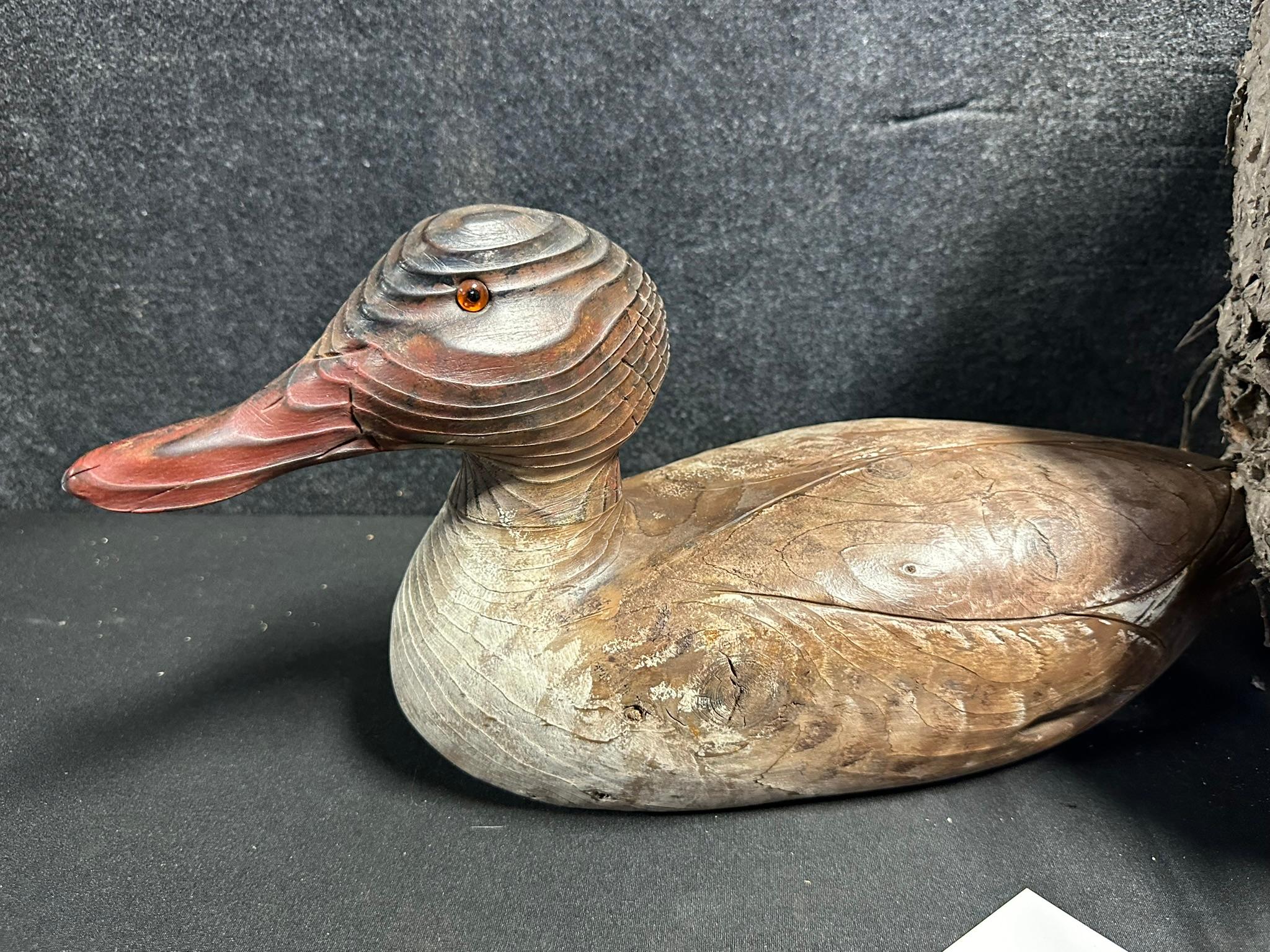 Lot of 3 Vintage Hunting Cabin Décor: Pair Michael Valuet Handcrafted Wooden Ducks & Bee Hive