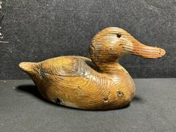 Lot of 3 Vintage Hunting Cabin Décor: Pair Michael Valuet Handcrafted Wooden Ducks & Bee Hive