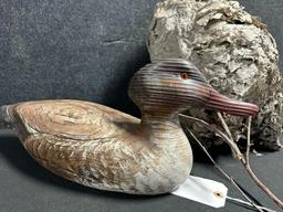 Lot of 3 Vintage Hunting Cabin Décor: Pair Michael Valuet Handcrafted Wooden Ducks & Bee Hive