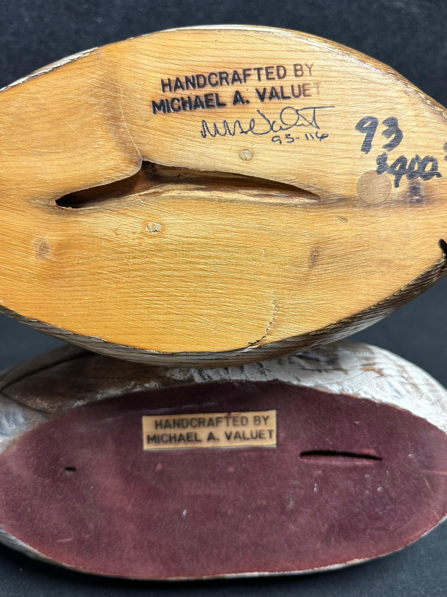Lot of 3 Vintage Hunting Cabin Décor: Pair Michael Valuet Handcrafted Wooden Ducks & Bee Hive