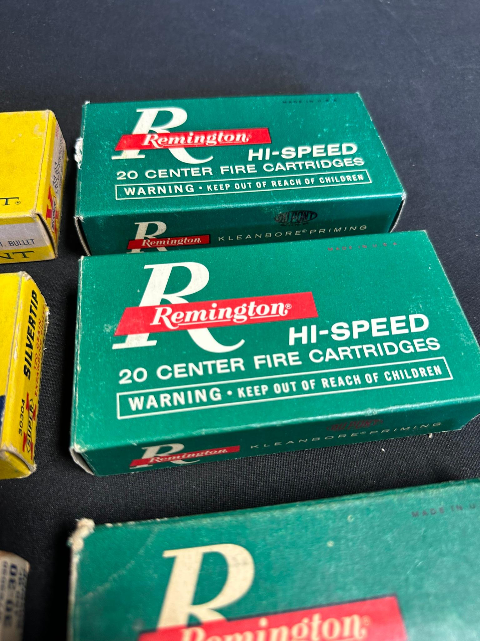 Lot 6 Full Winchester Silvertip Powerpoint & Remington 30-30 Ammo Boxes
