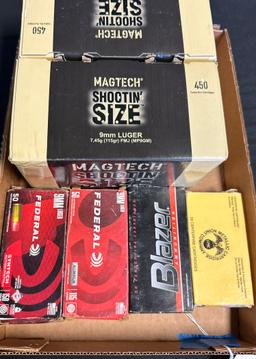 1100 Rounds 9mm Luger Magtech UMC Federal & Blazer Ammunition Boxes